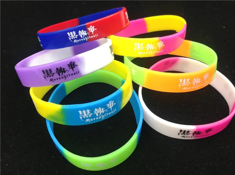 100 шт./лот аниме черный браслет Темный дворецкий мультяшный печатный силиконовые