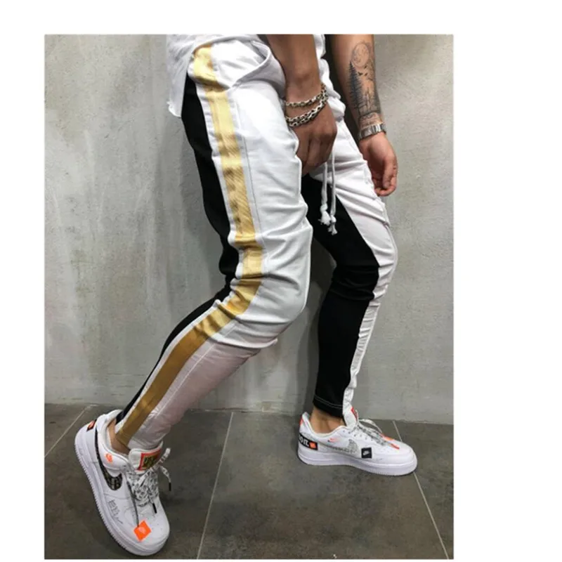 2019 Осенние новые мужские уличные спортивные штаны Мужские в полоску хип-хоп для