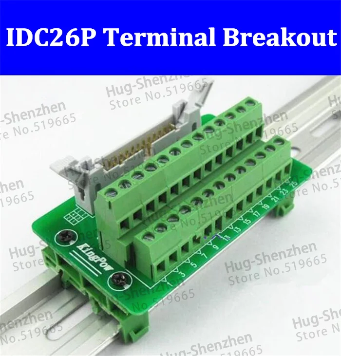 IDC26P IDC 26 Pin Male Connector to 26P Terminal Block Breakout Board Adapter PLC Relay Terminals DIN Rail Mounting Shell--5pcs