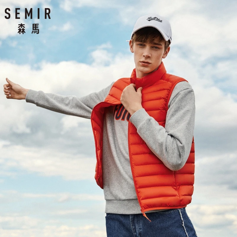 SEMIR мужской складывающийся пуховый жилет с воротником-стойкой, мужской мягкий жилет, легкий пуховый жилет для мужчин, жилет на молнии, зимняя одежда