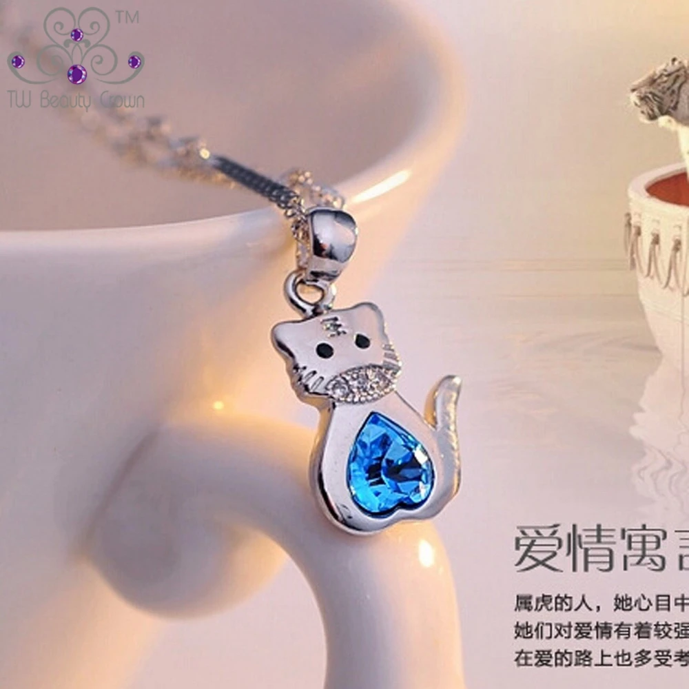 Женское колье из серебра 925 пробы с подвеской в виде тигра короля синего океана