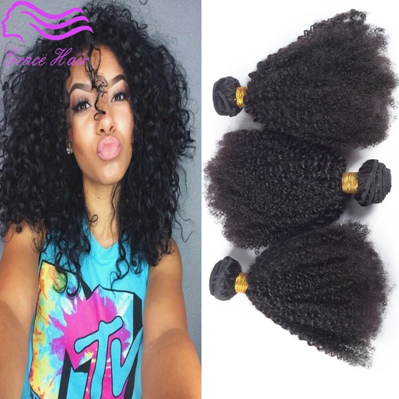 Малайзии Девы Волос 4 Связки Afro Kinky Вьющиеся Малазийский Странный Волосы