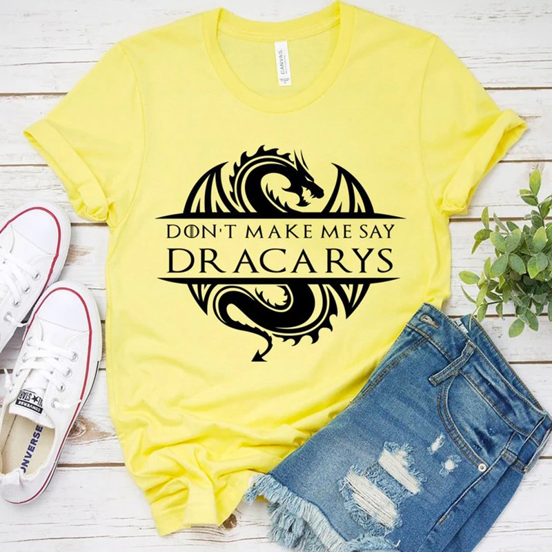 Женская футболка с принтом Don't Make Me Say Dracarys хлопковая Футболка большого размера