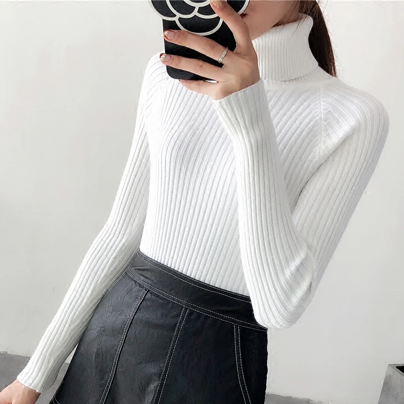 2019 New Women Fashion Thicken Sweater Pullover Slim Stretch Knit Explosion Turtleneck Complete color welcome to | Женская одежда