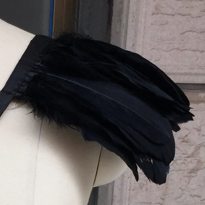 Эполета в стиле Харадзюку с перьями шлейка виде птичьих крыльев чёрные перья