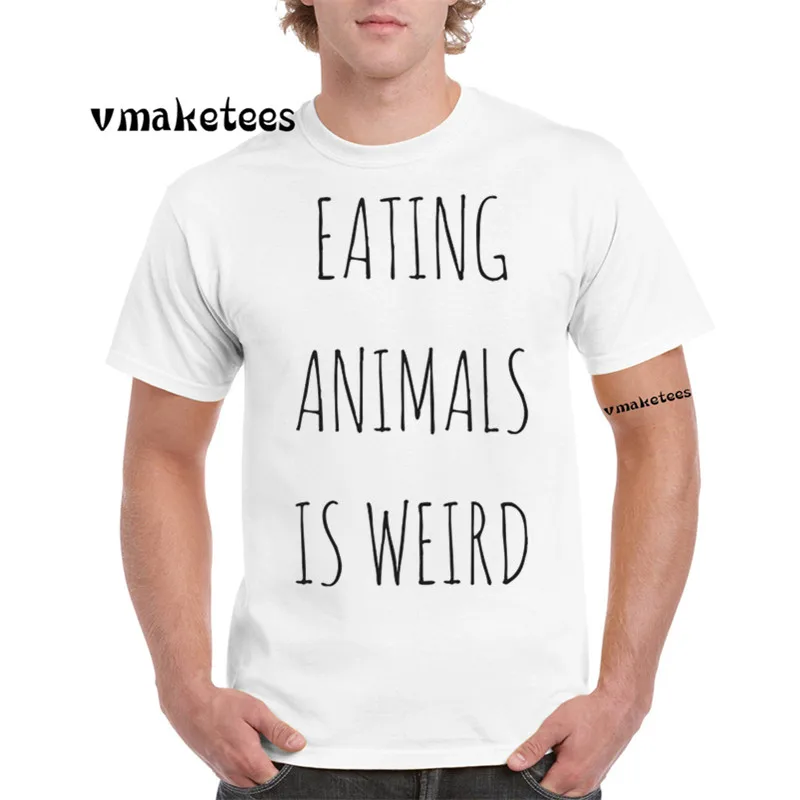 Vegan eating animals is weird Funny футболка с коротким рукавом o образным вырезом