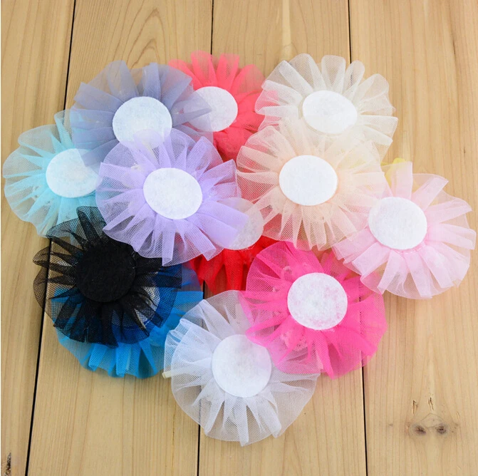 

3" organza flowers lace flowers for gilrs hair accessories 100pcs free shipping