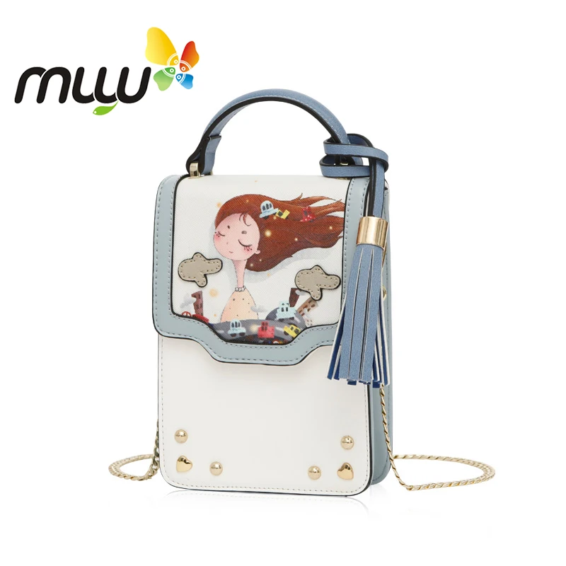 Muyu 2018 милая сумка для девочек на цепочке одно плечо из мягкой искусственной кожи