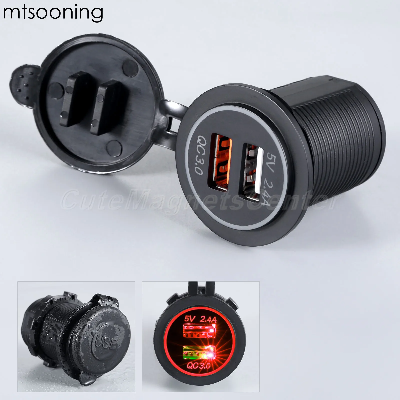 Mtsooning QC 3 0 Автомобильное и мотоциклетное зарядное устройство с двумя USB-портами