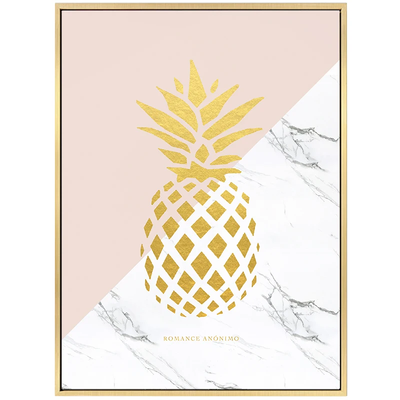 Настенный постер с изображением золотого ананаса в скандинавском стиле