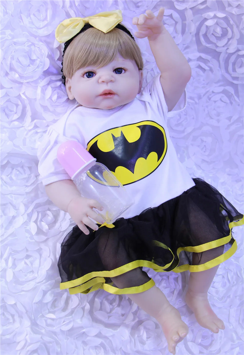 

55cm blond hair bebe reborn corpo de silicone inteiro realista girl doll Toy Lifelike l.o.l Boneca Baby Kids Toys surprises Gift