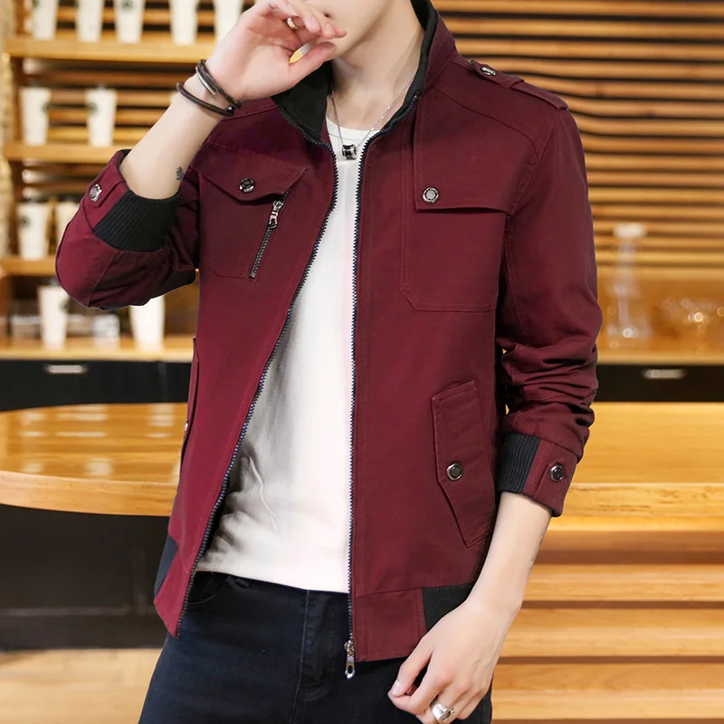

Men's leisure jacket coat pure color washing business big yards baseball jacket collar blouse