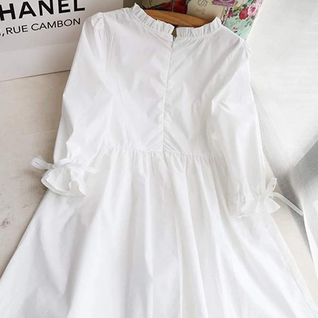 Женское мини платье с бантом полурукавом и круглым вырезом|Женские платья| |