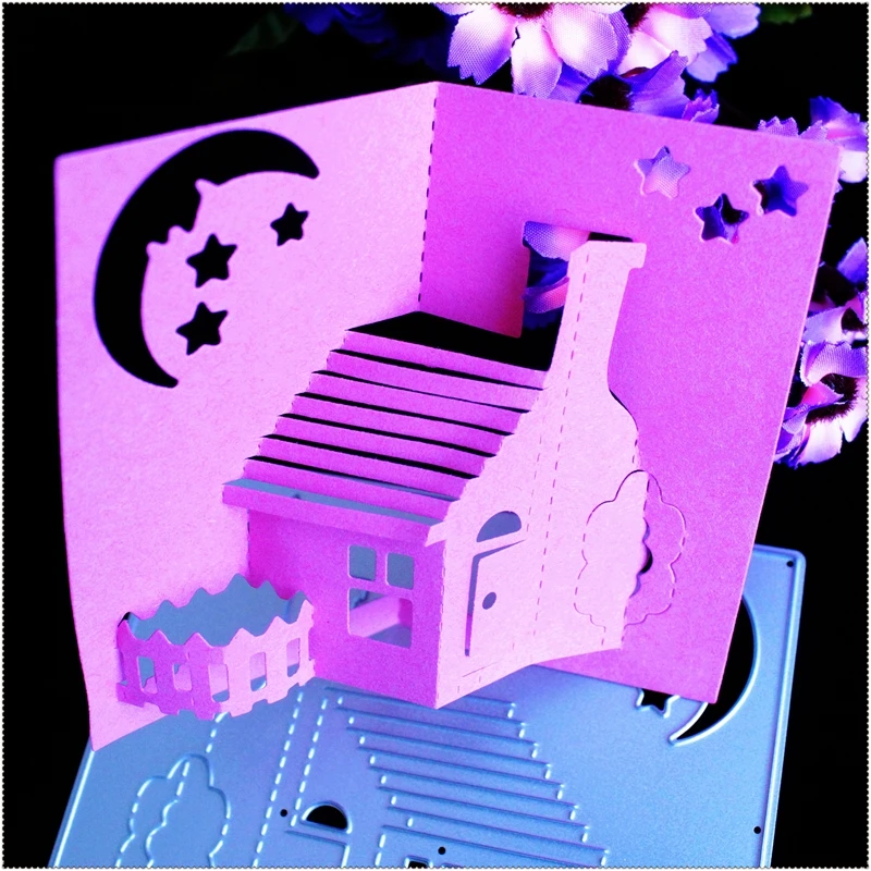 Металлические режущие штампы 3D стерео дом прекрасный семейный Луна Звезда