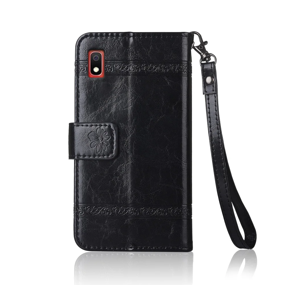 

Flip Leather Case For Samsung Galaxy A40 case Fundas Printed Flower wallet cases with Strap soft TPU back cover