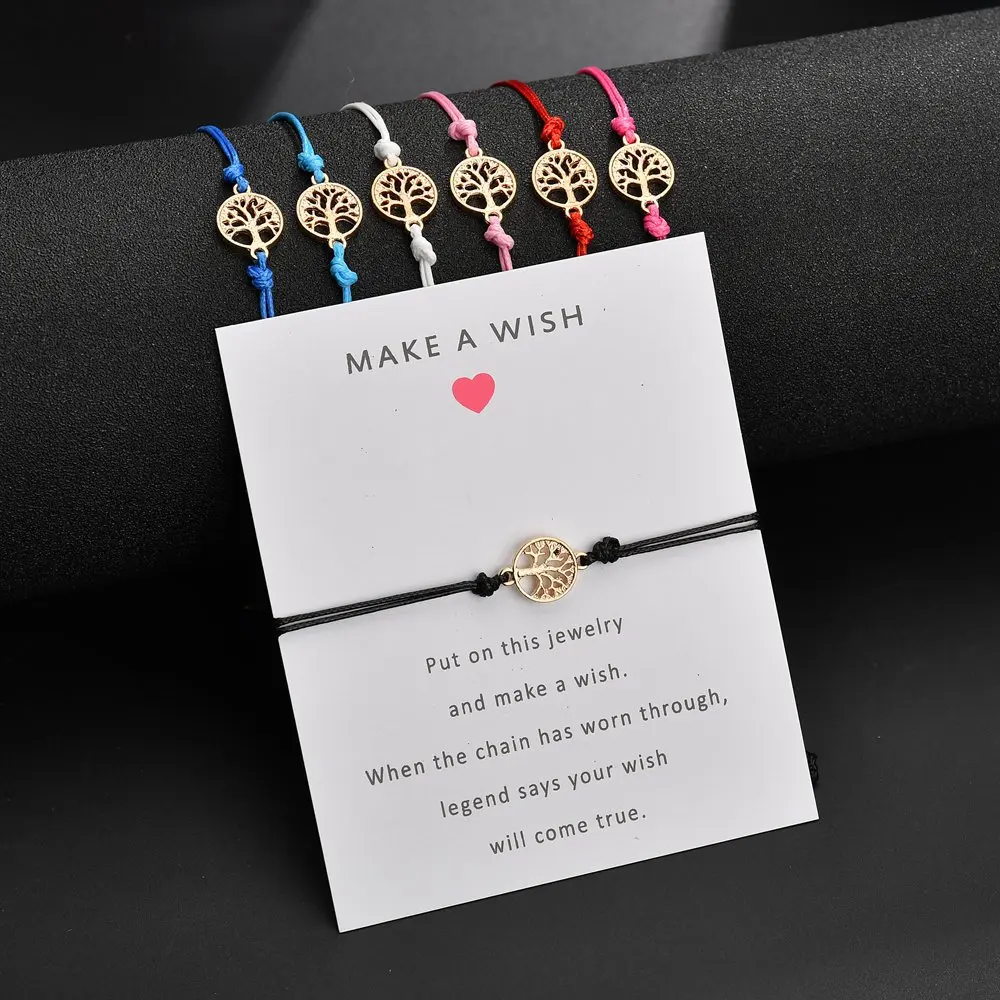 Женский Регулируемый браслет Make A Wish card романтичная подвеска с цепочкой из