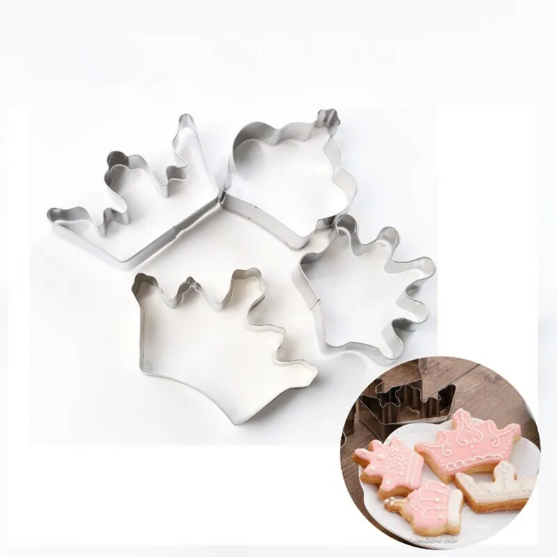 

4pcs/lot Crown Shape Cookie Cutter Cake Decorating Fondant Cutters Tool Cookies Stainless Steel Biscoito
