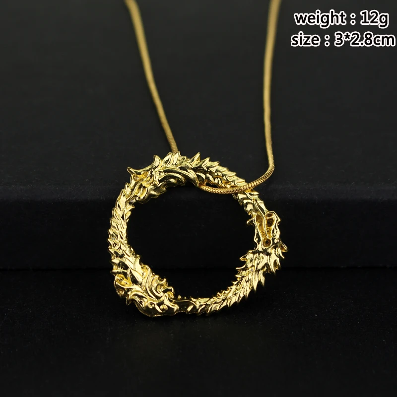 Модное ожерелье Jewrly Dragon Skyrim с изображением свитки старшего возраста золотое