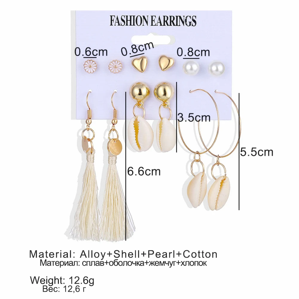 Новые жемчужные серьги в виде сердца длинные с кисточками набор для женщин