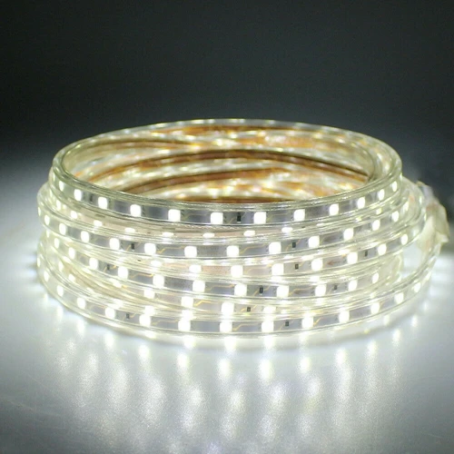 Светодиодная лента гибкий свет SMD 5050 AC220V 60 светодиодный s/m Водонепроницаемая светодиодная лента с вилкой питания для театров клубов торгового центра - Испускаемый цвет: White
