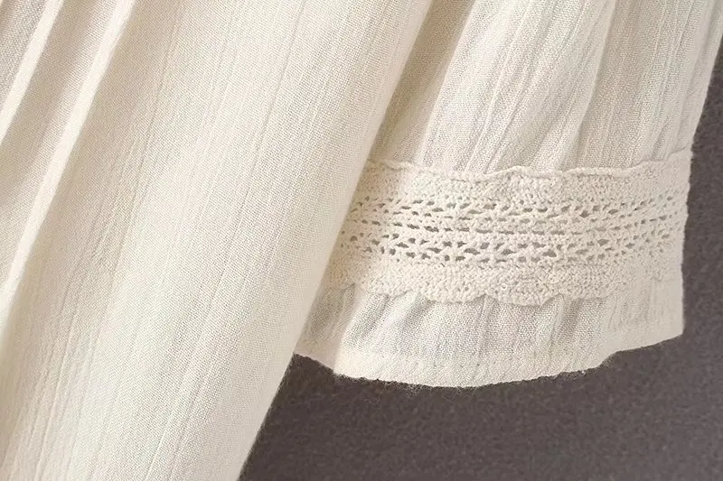 Дениска Модные Бежевые платье Для женщин Boho Богемия Цветочные Вышивка Кружево