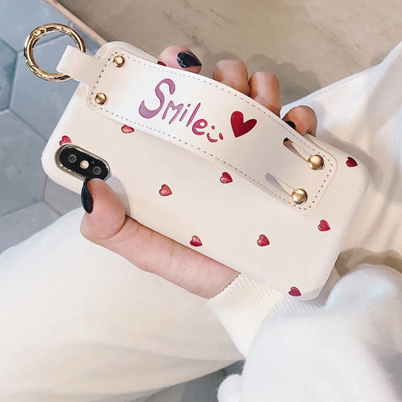 Чехол для телефона GlamPhoneCase Red Love Heart с ремешком iphone X 8 8plus 6 plus Жесткий 7plus 7 6S + Мода |