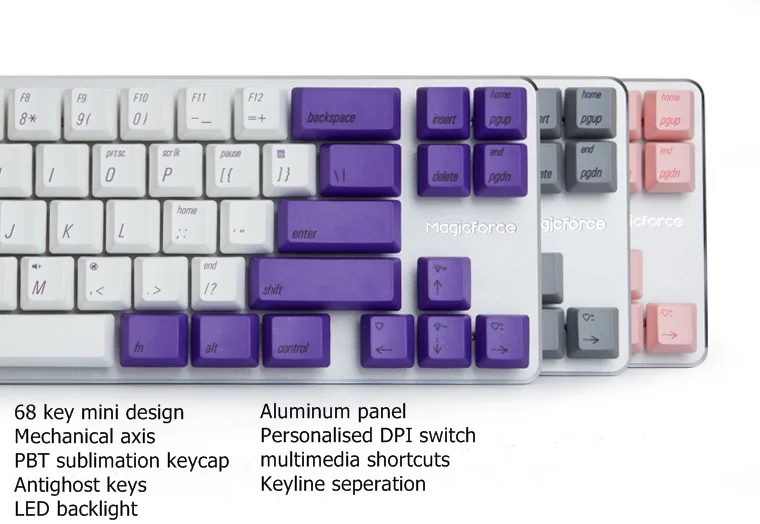 Все новые Qisan Magicforce 68 PBT сублимационная Версия USB Проводная Механическая клавиатура с подсветкой Gateron Cherry Axis