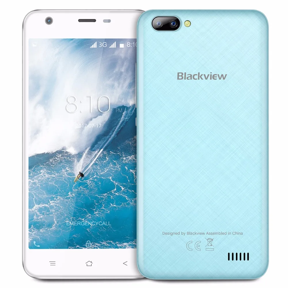 in stock Blackview A7 Dual Rear Cameras 5.0 inch HD MTK6580A Quad Core Android 7.0 1GB RAM 8GB ROM 5MP Mobile Phone | Мобильные