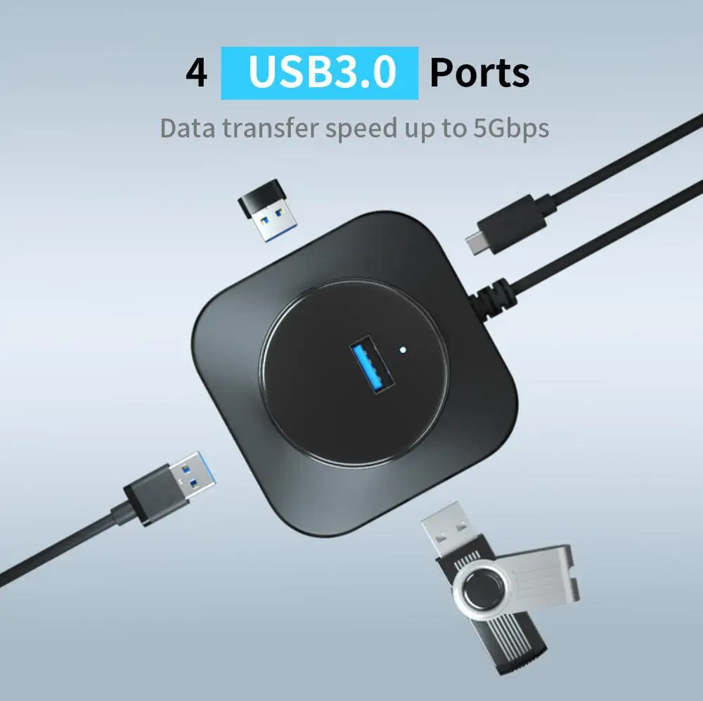 Концентратор usb 3 0 с 4 портами концентратор кабелем type-c usb-кабеля 20 см для xiaomi huawei
