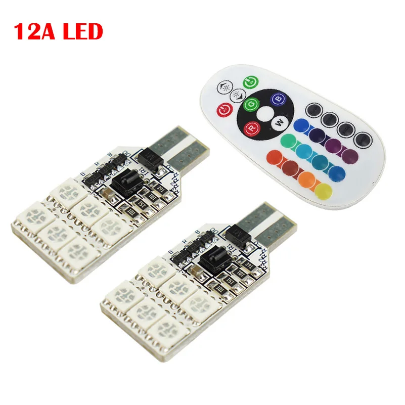 2 шт. T10 W5W светодио дный огни автомобиля лампы RGB с дистанционным Управление 194 168