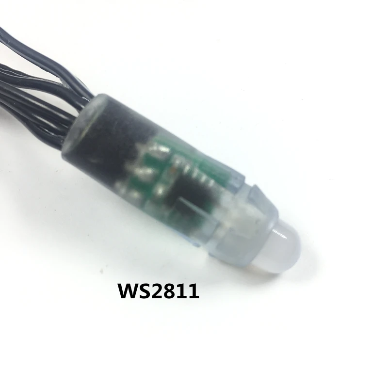 50 шт. DC5V/DC12V 12 мм WS2811 IC RGB светодиодная модульная гирлянда черный провод