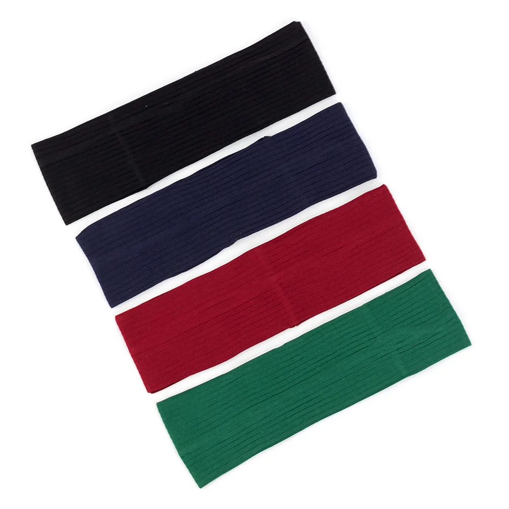 Женский однотонный ребристый ободок повседневный для волос на плоской резинке