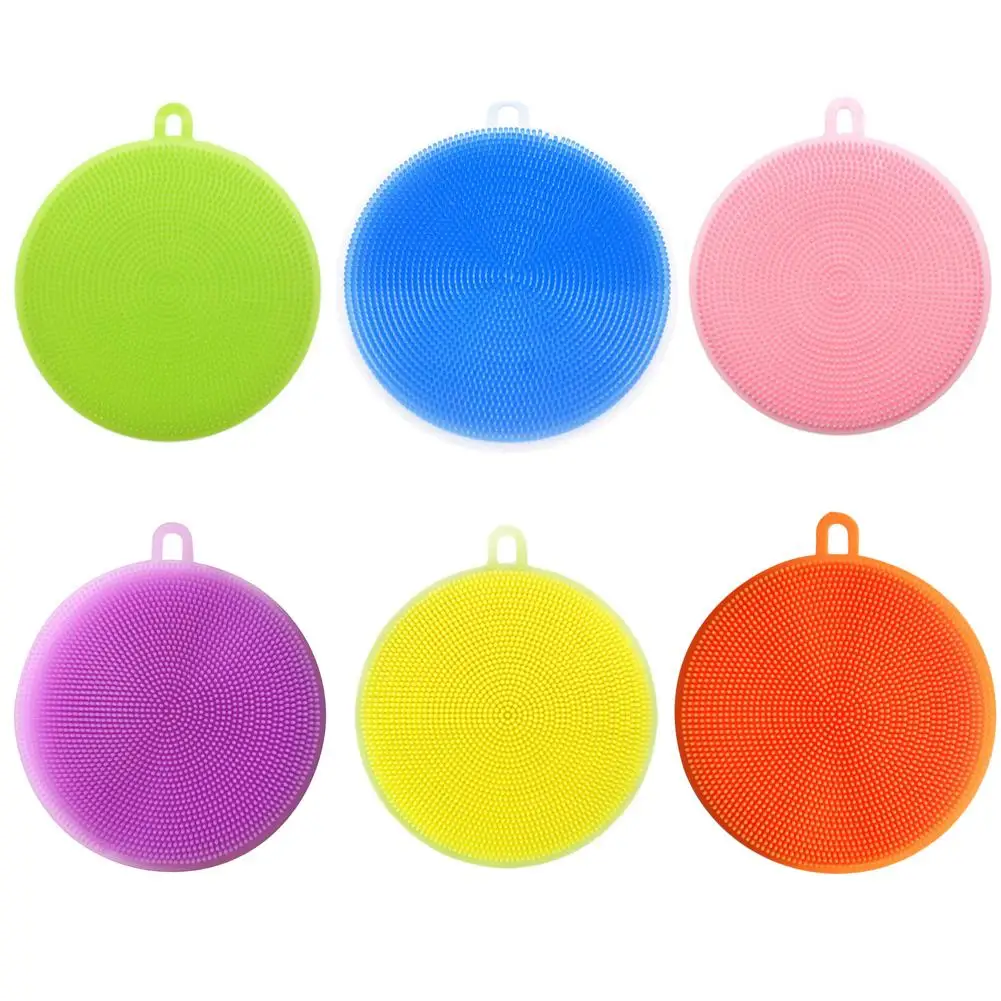 Круглая силиконовая щетка для посуды фруктовая чистки овощей хорошая