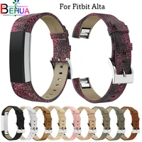luxury genuine leather band replacement strap bracelet for fitbit alta alta hr tracker high quality bracelet bling strap band