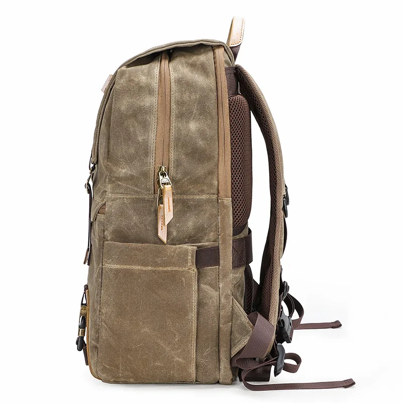 Холщовый водонепроницаемый рюкзак для фото на спине и с двойным плечом камеры