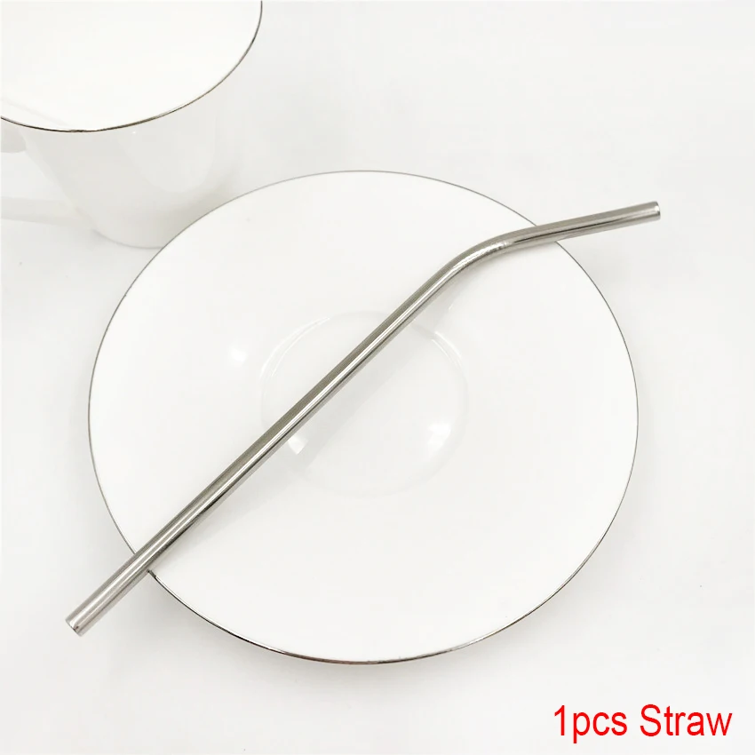 1Pc Bent straw 16 см короткая Питьевая соломинка для детей из нержавеющей стали соломинки многократного использования изогнутая соломинка кружка кофе детская питьевая соломинка с чистящей щеткой - Цвет: 1Pc Bent straw