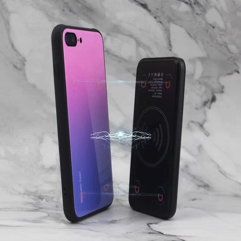 Для Samsung Galaxy S9 Plus Note 8 9 чехол для батареи градиент Закаленное Стекло Беспроводной