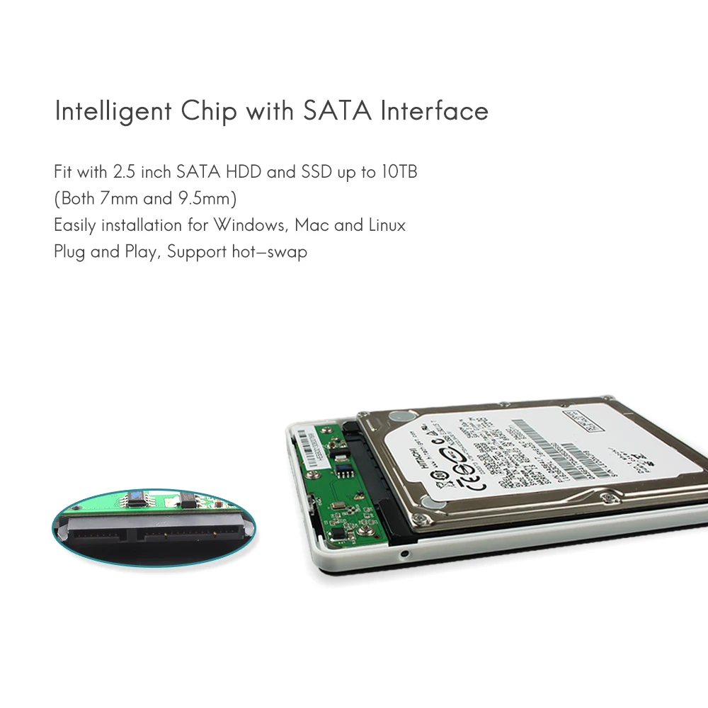 SSK чехол для HDD 2,5 дюймов SATA интерфейс для USB 3,0 адаптер Корпус для жесткого диска SSD HDD Коробка Внешний HDD корпус черный белый V300