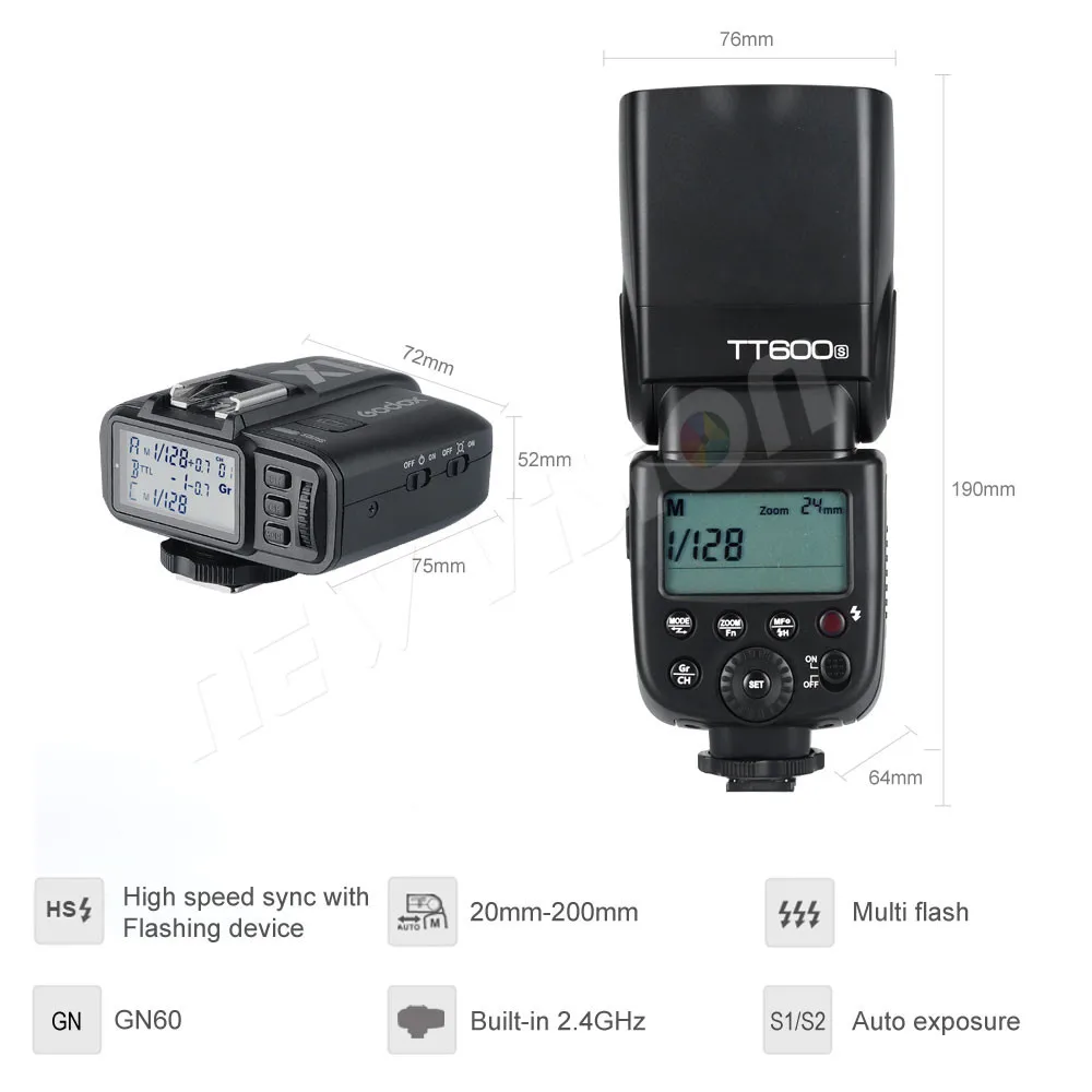Вспышка для камеры 2x Godox TT600S 2 4G Speedlite + X1T-S передатчик Sony s A7 A7S A7R II A6000 A58 A99 |