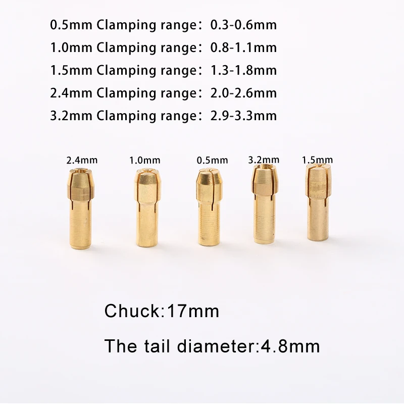 Toolstrong 5pc 0.5-3.2mm Copper Small Electric Drill Bit Collet Micro Twist Chuck Set With Allen Wrench For DIY Tools AC09 | Инструменты