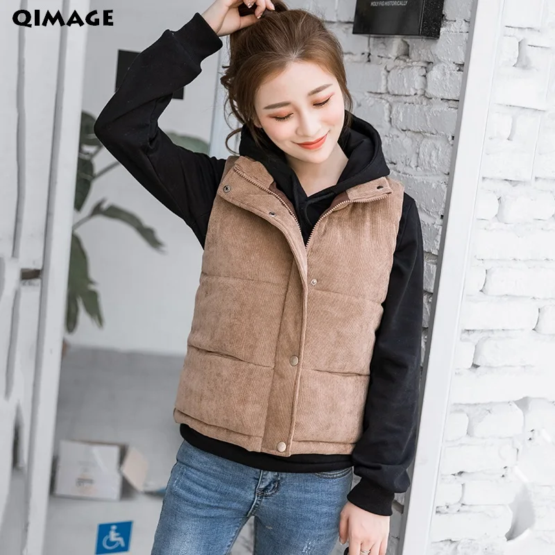 Новинка женский жилет 2018 Модный зимний однотонный Вельветовая ткань теплый