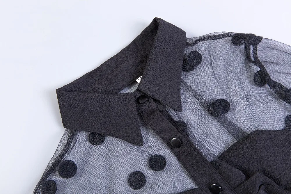 Женская сетчатая блузка в горошек Add XXL винтажная стиле пэчворк с длинными