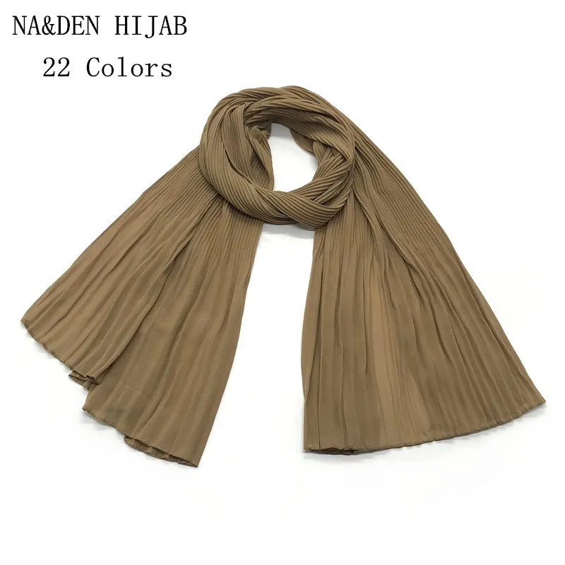 

2020 new Chiffon pleated shawls elegant shawl plain maxi muslim hijab woman scarf/scarves pashmina bandana scarf Free Shipping 1