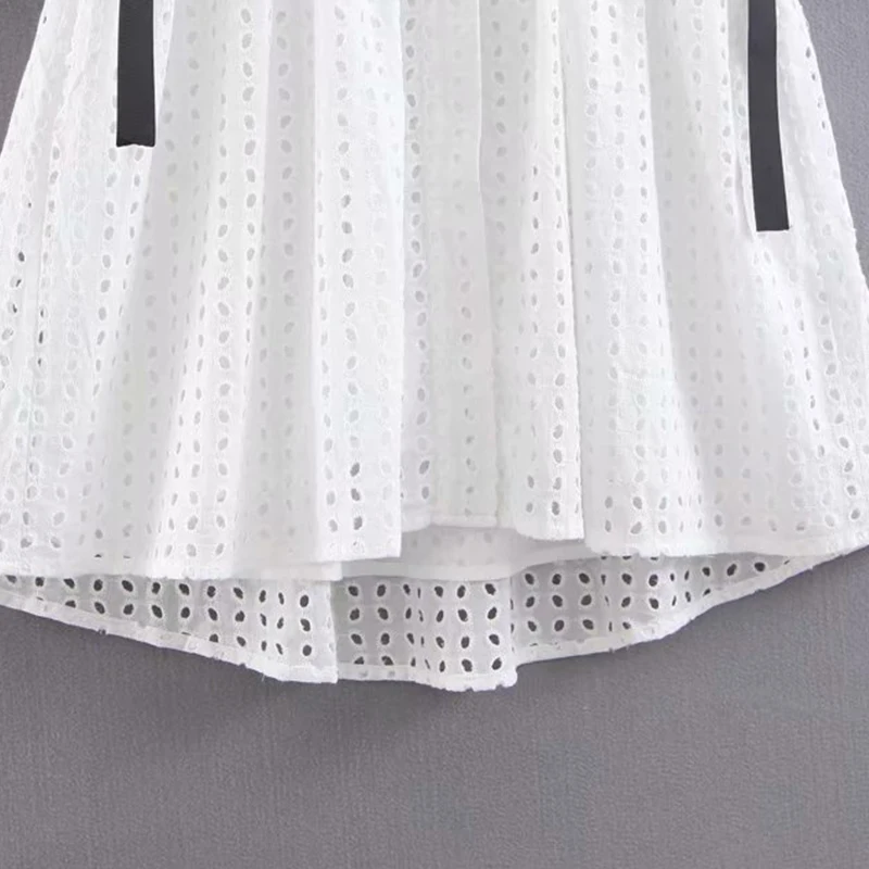 Женское платье Лето 2019 хлопок лук с вышивкой MS Стильный Slim Fit темперамент семь