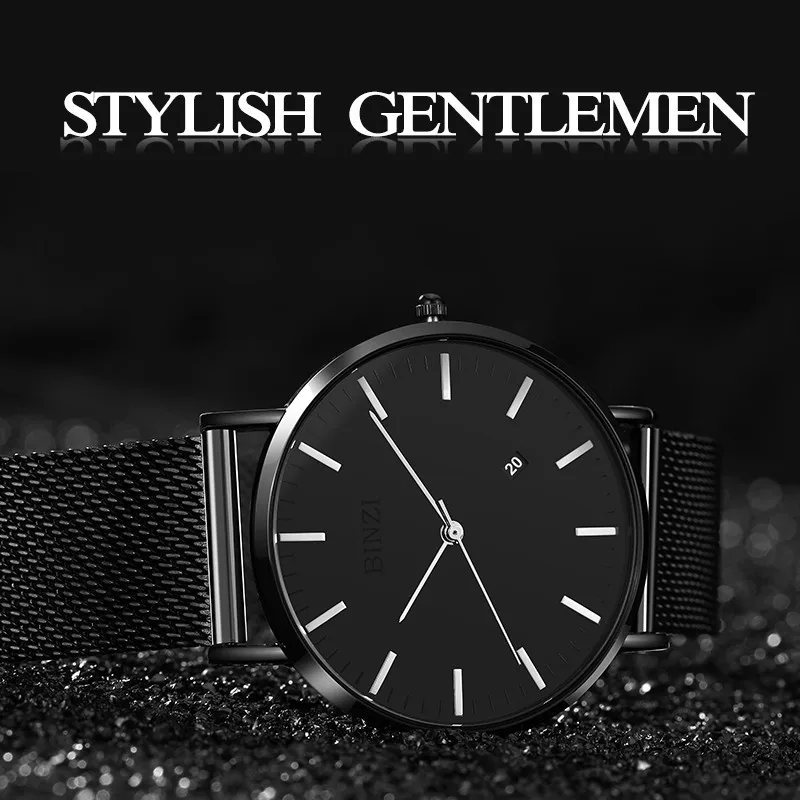 Relogio Masculino 2018 Бизнес повседневные мужские часы Лидирующий бренд BINZI