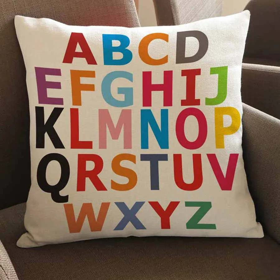Декоративные подушки с разноцветными буквами хлопок льняные наволочки для