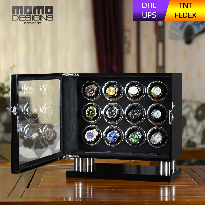 Новое поступление черный заводчик для часов 12 автоматические часы наручные