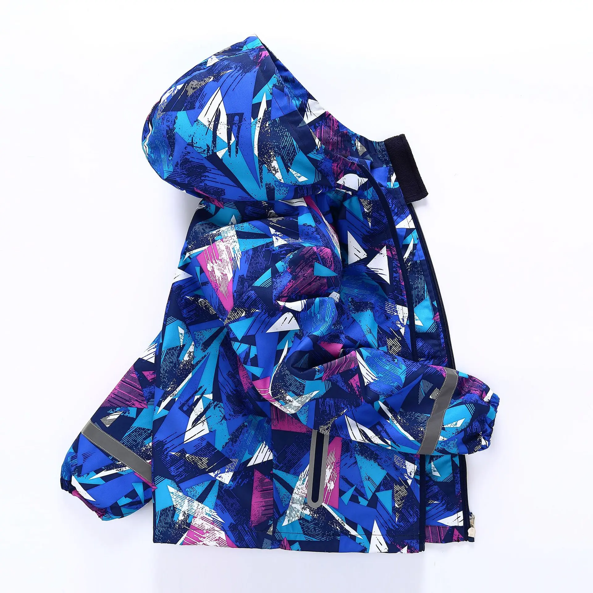 

Детская/демисезонная ветрозащитная водонепроницаемая куртка для мальчиков, куртка с геометрическим принтом и капюшоном, размеры 98-146