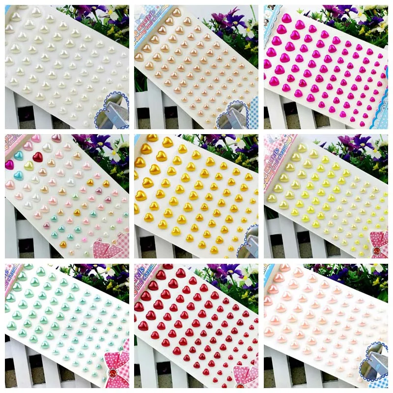 72 шт. жемчуг в форме сердца диамон стикер Самоклеющиеся Стразы Кристалл