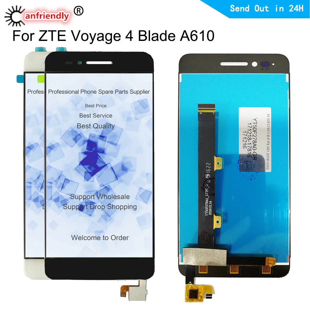 

ЖК-дисплей и сенсорный экран для ZTE Blade A610, сменный дигитайзер в сборе для ZTE Voyage 4 Blade A610C BA610, версия 241/318